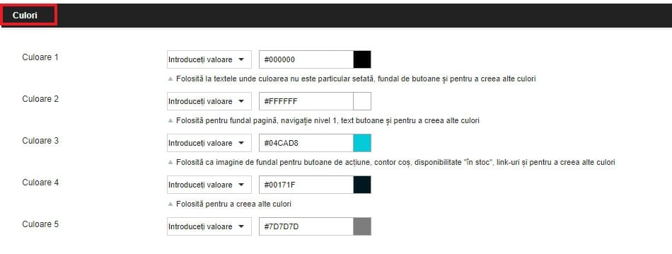 Modificarea designului: culori, fonturi și imagini – captură de ecran 3