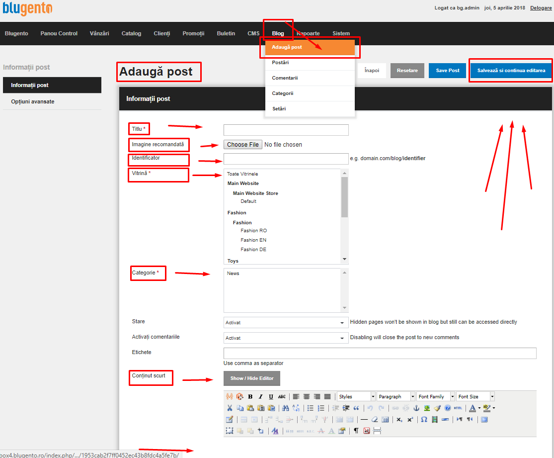 Utilizarea si configurarea Blogului – captură de ecran 1
