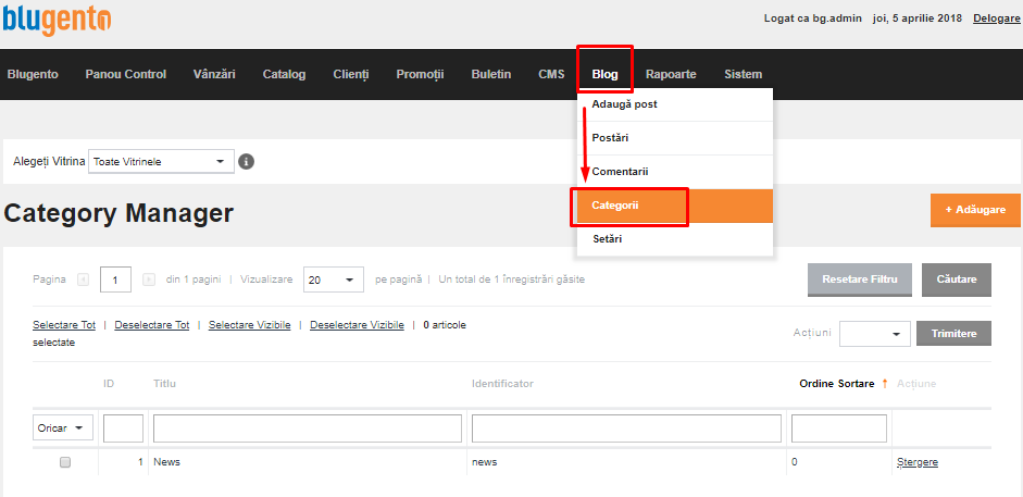 Utilizarea si configurarea Blogului – captură de ecran 2