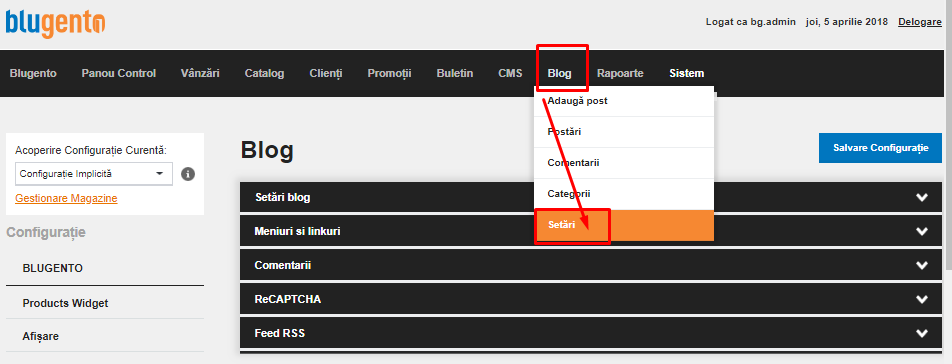 Utilizarea si configurarea Blogului – captură de ecran 4