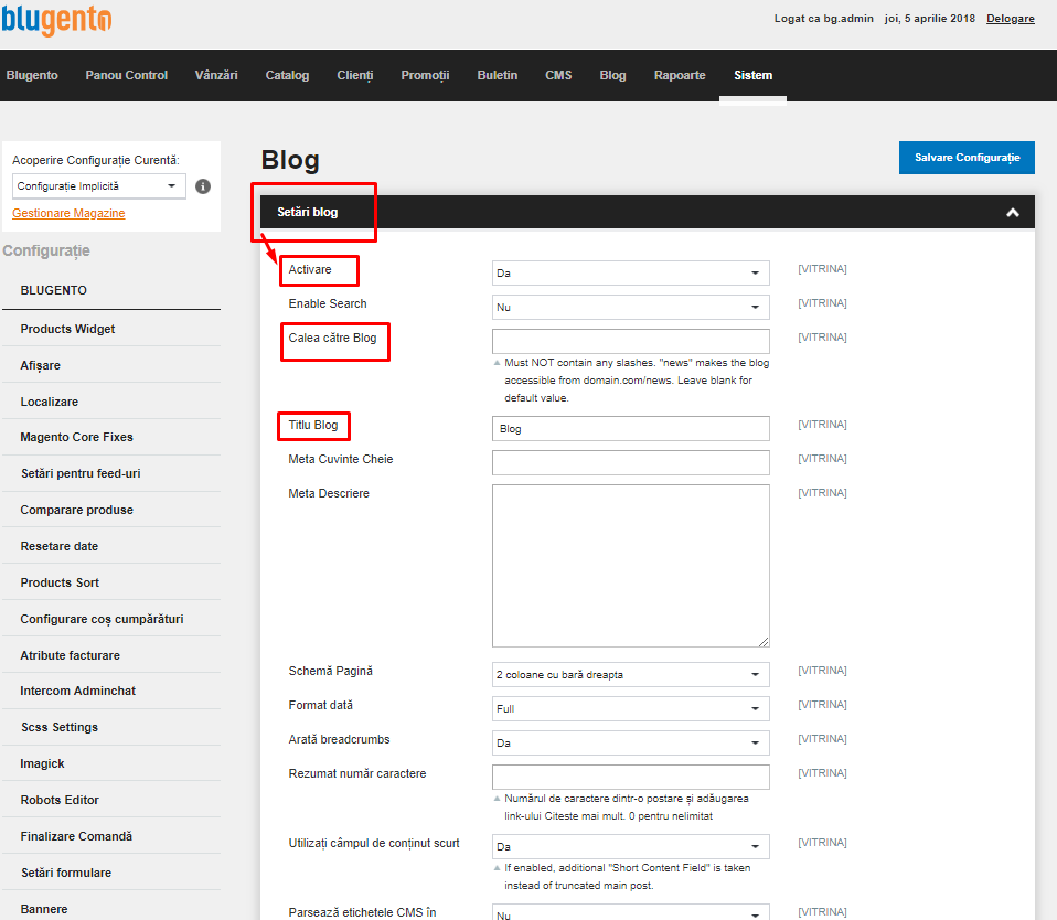 Utilizarea si configurarea Blogului – captură de ecran 5