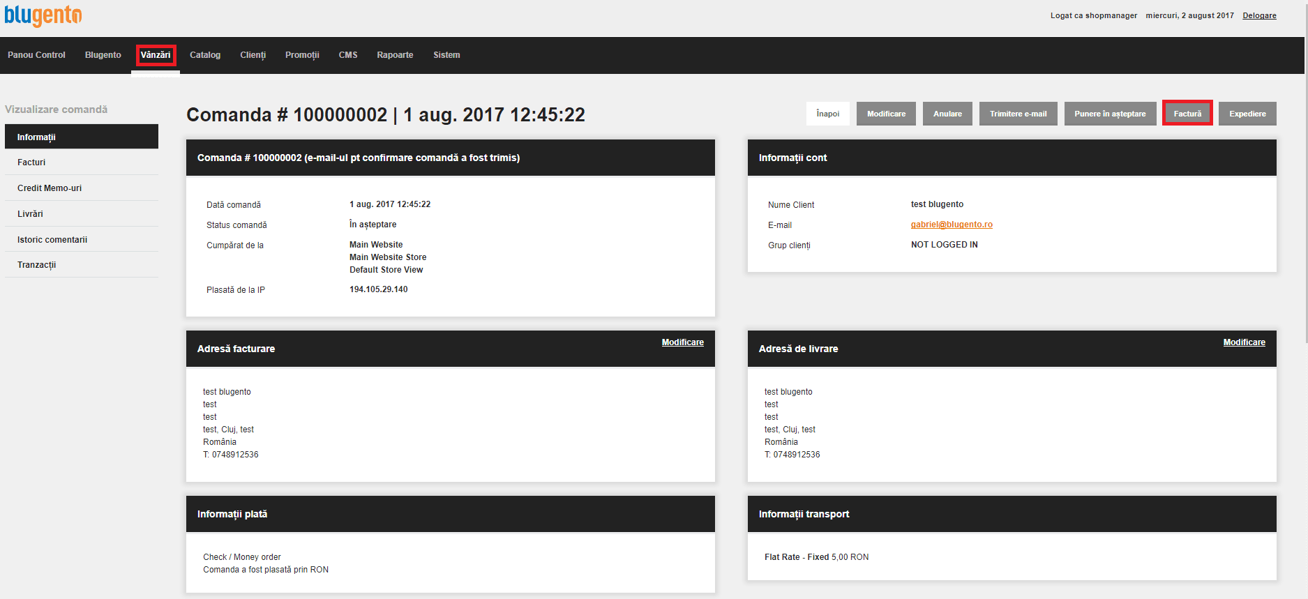 Emiterea facturilor – captură de ecran 3