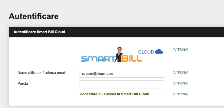 Configurare modul SmartBill – captură de ecran 2