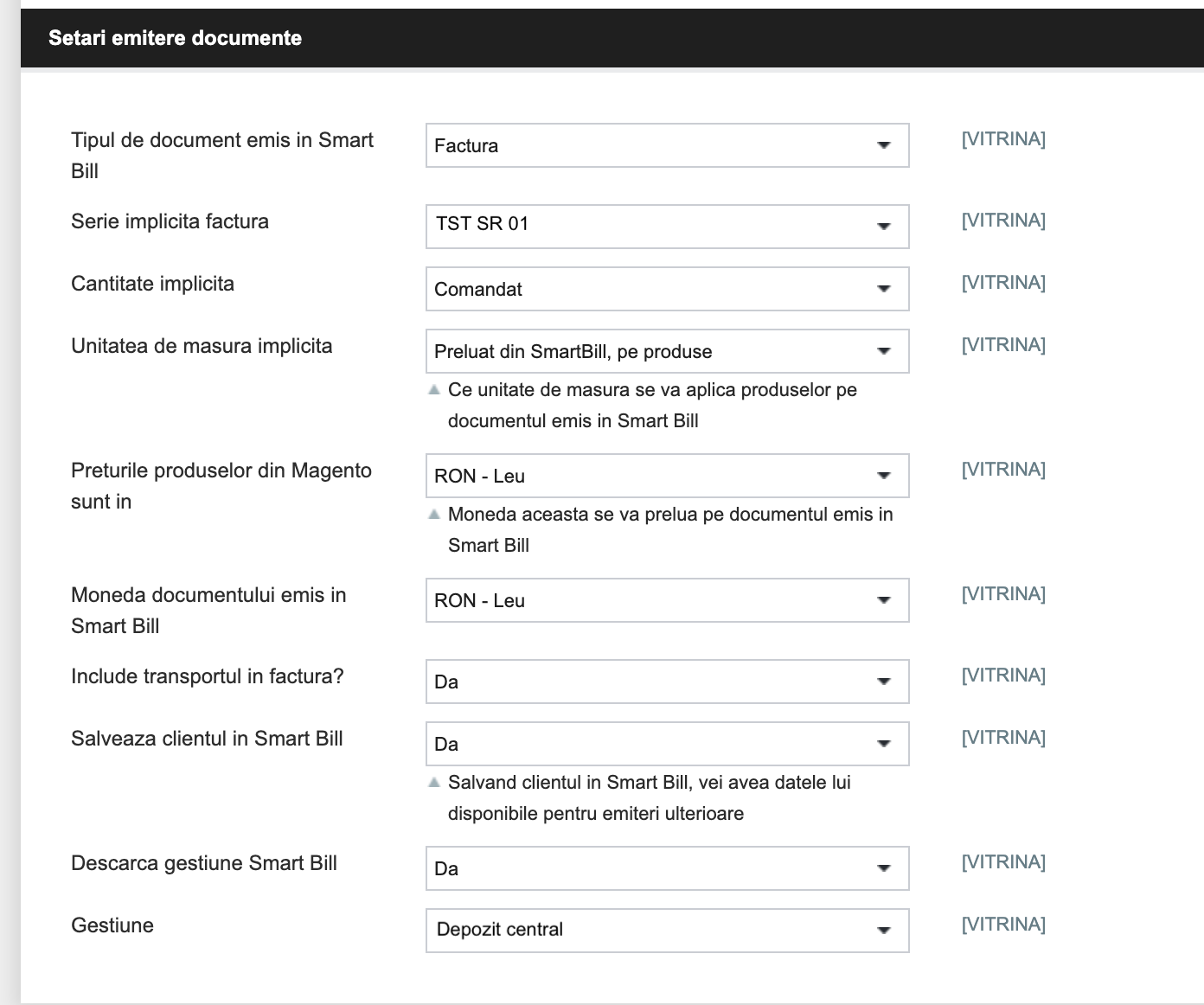Configurare modul SmartBill – captură de ecran 6