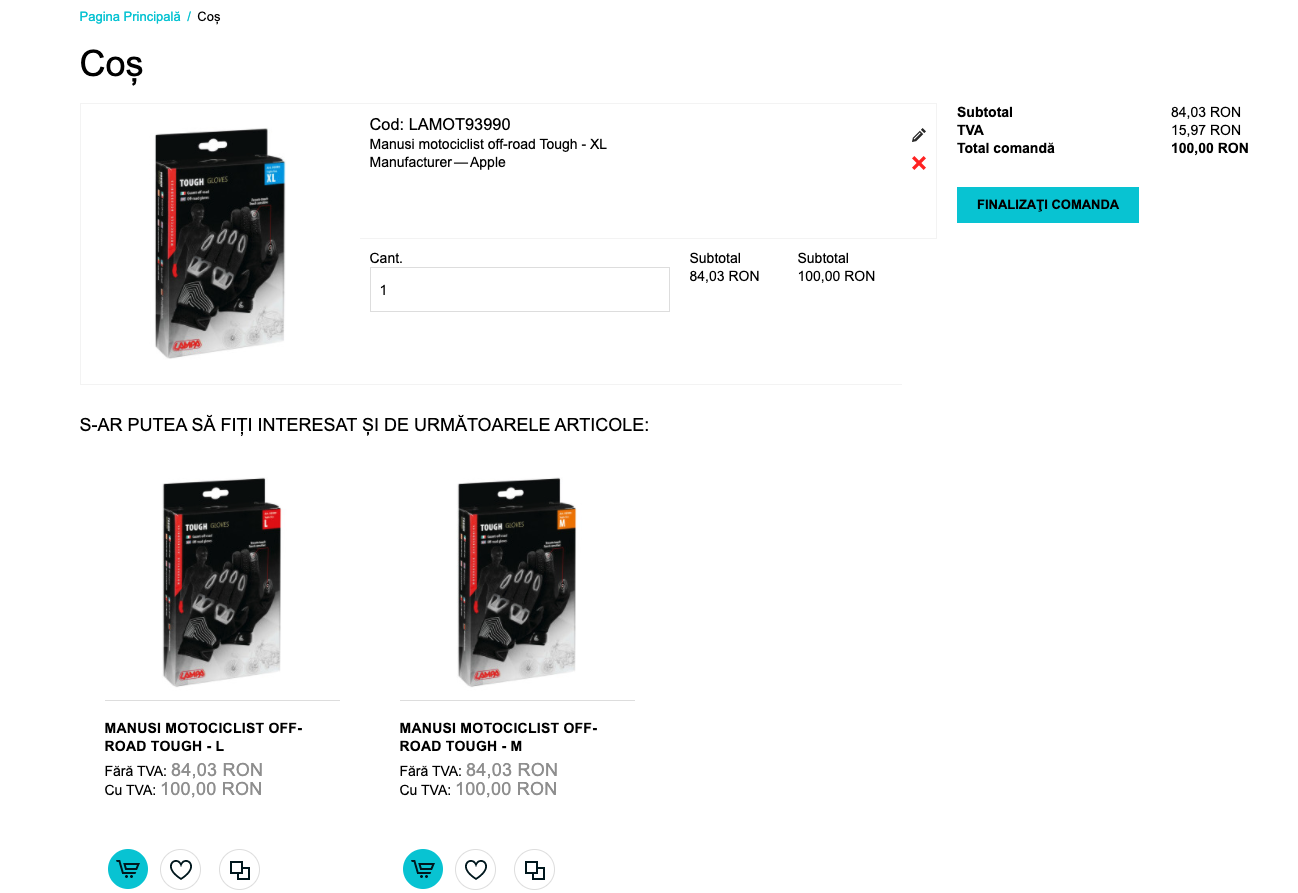 Vânzări încrucișate (cross sells) – captură de ecran 3