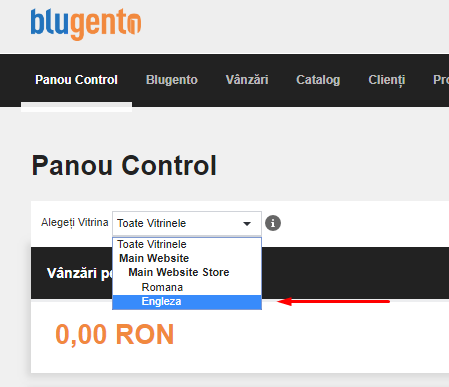 Gestionare continut multi-limba, multi-vitrine – captură de ecran 1