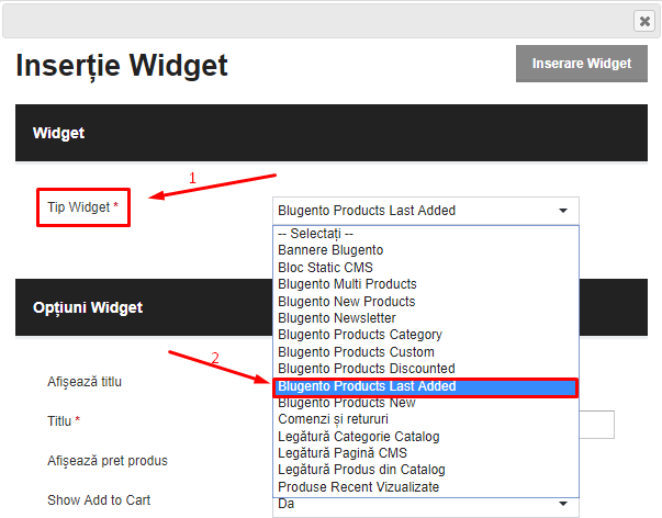 Adaugarea ultimelor produse inserate in magazin pe pagina principala (Last Added Products Widget) – captură de ecran 3