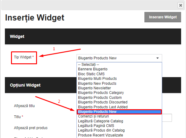 Adaugarea produselor noi pe pagina principala a magazinului (New Products Widget) – captură de ecran 5