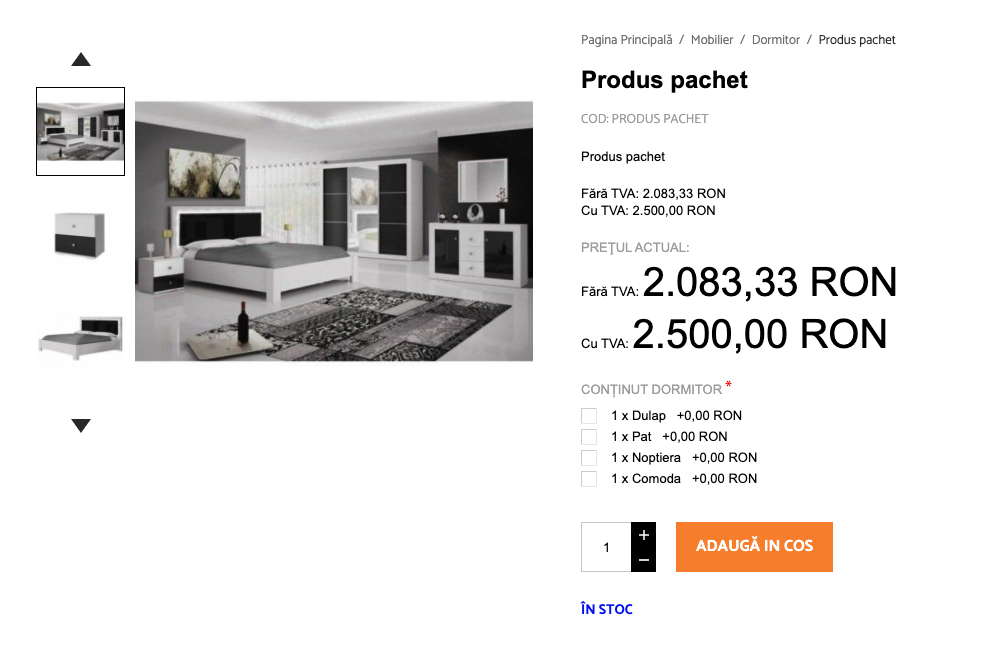 Adăugarea unui produs tip pachet – captură de ecran 9