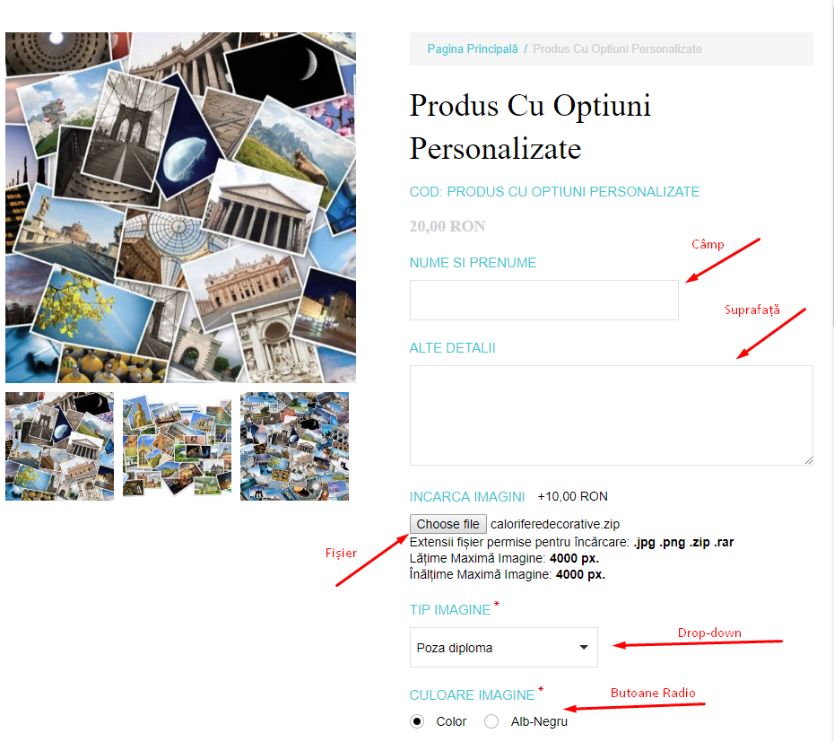 Adăugarea unui produs simplu cu opțiuni personalizate – captură de ecran 2
