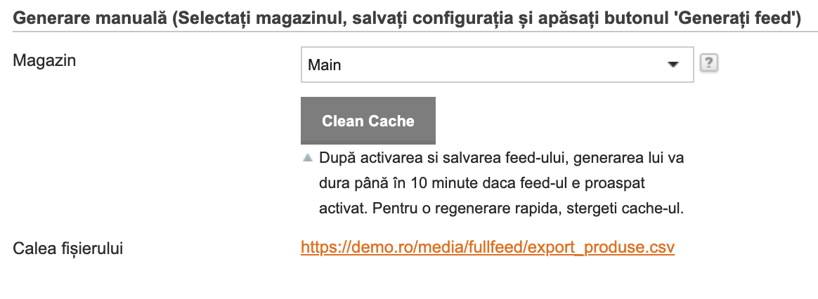 Exportare Feed-uri de produse (FullFeed) – captură de ecran 4