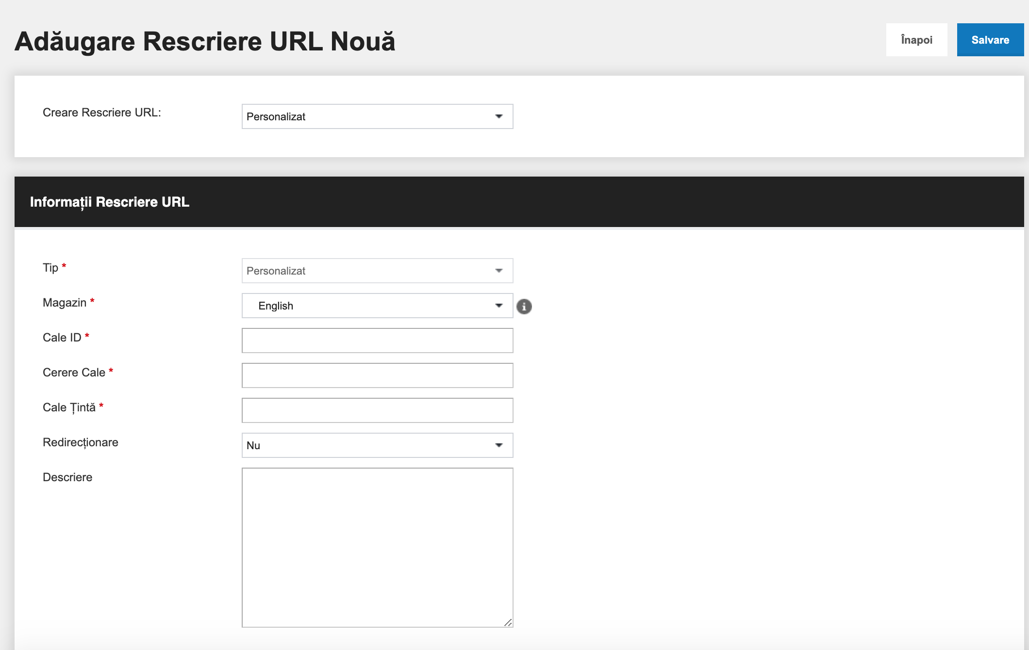 Gestionare rescriere URL-uri personalizate – captură de ecran 3