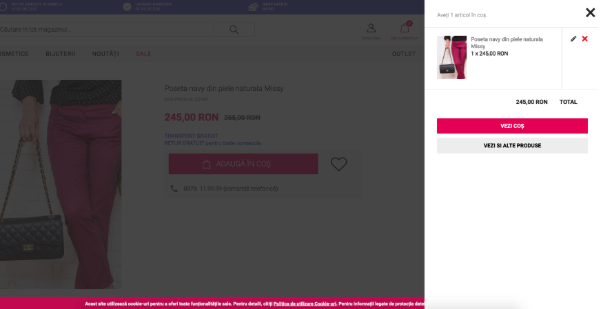 Previzualizare cos cumparaturi editabil – captură de ecran 1