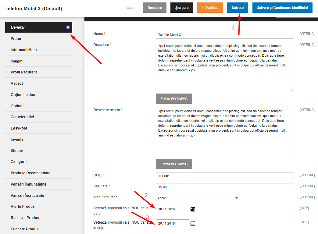 Gestionarea etichetelor de produse – captură de ecran 9