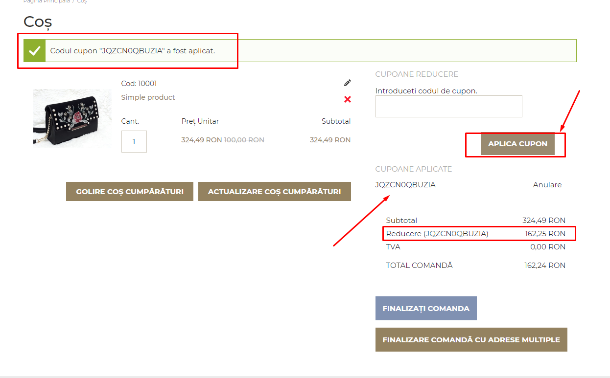 Crearea regulilor de reducere pe coșul de cumpărături (voucher reducere) – captură de ecran 14