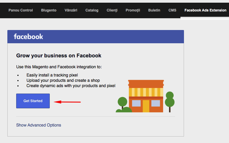 Configurare modul Facebook Ads – captură de ecran 2