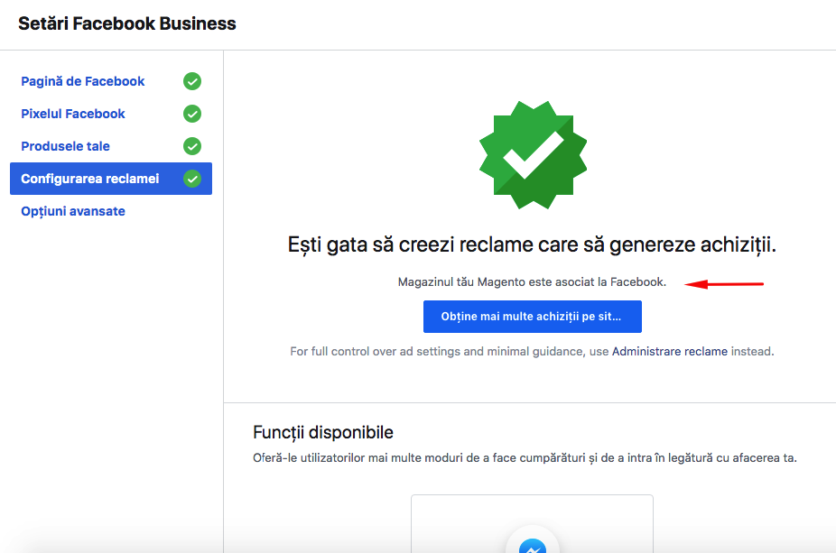 Configurare modul Facebook Ads – captură de ecran 8