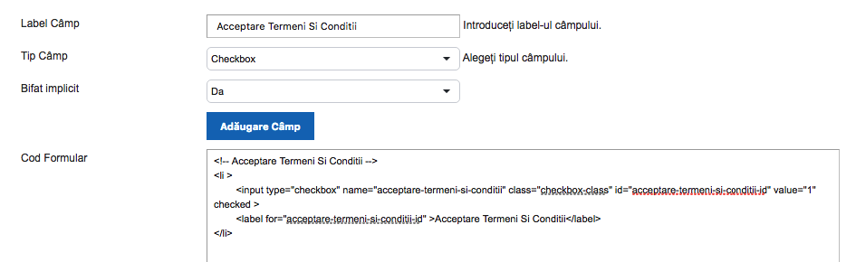 Creare Formular – captură de ecran 5