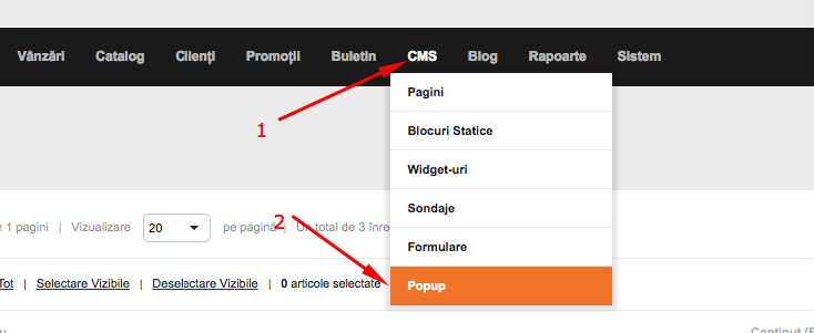 Modul Pop-up – captură de ecran 3