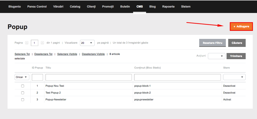 Modul Pop-up – captură de ecran 4