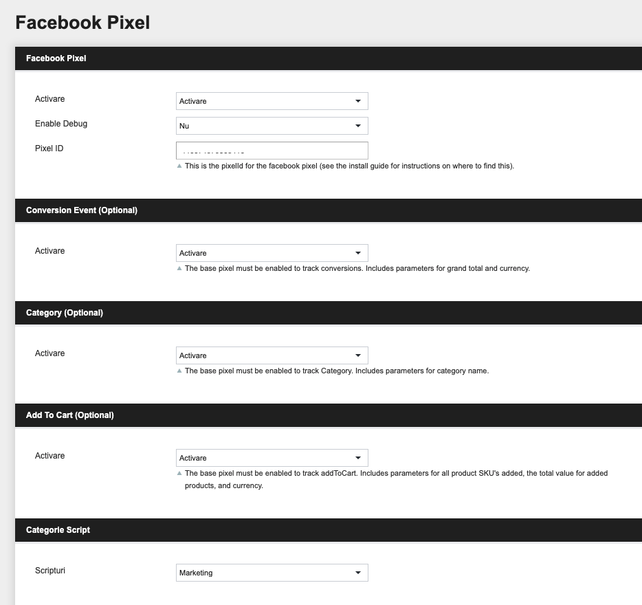 Integrare Facebook Conversion API – captură de ecran 3
