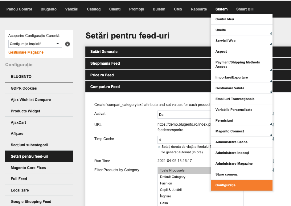 Listarea produselor pe platforma Compari.ro – captură de ecran 1