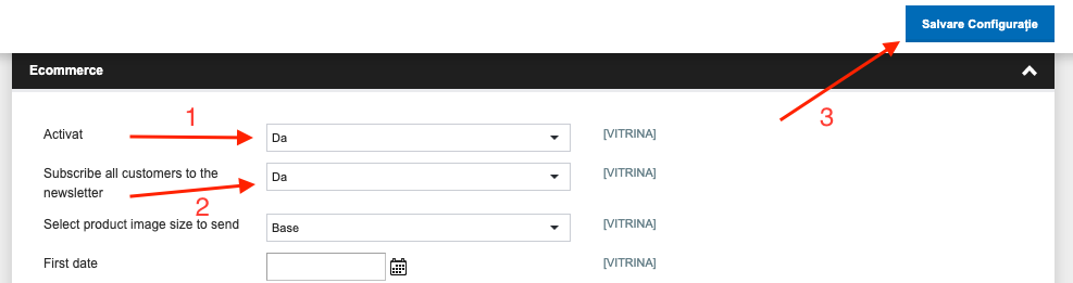 Integrarea modulului Mailchimp cu Blugento – captură de ecran 2