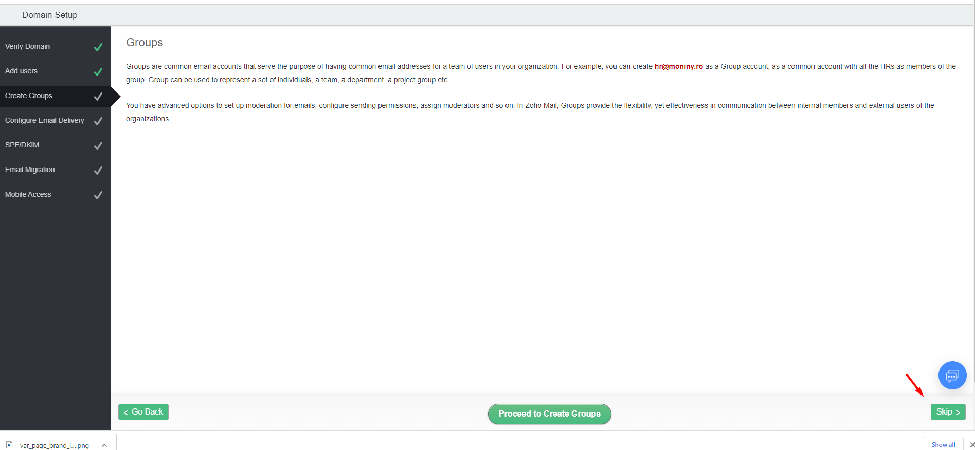 Configurarea serviciului de email Zoho – captură de ecran 5