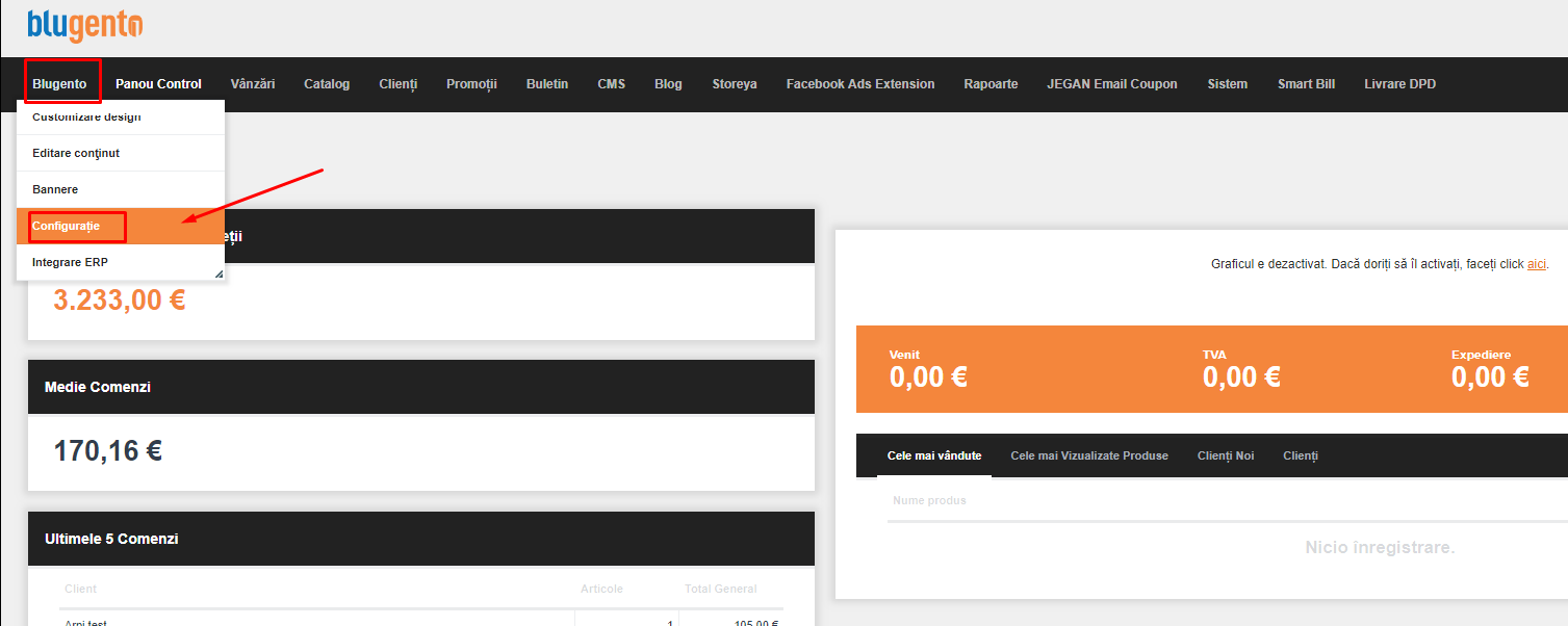 Configurarea căsuțelor de e-mail în magazin – captură de ecran 1