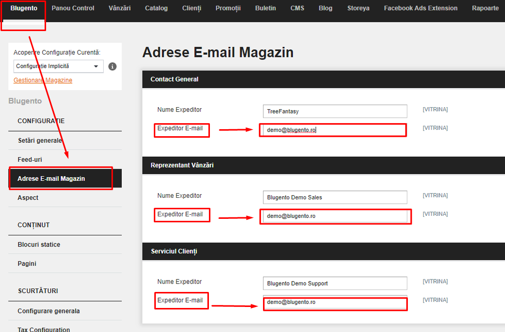 Configurarea căsuțelor de e-mail în magazin – captură de ecran 3