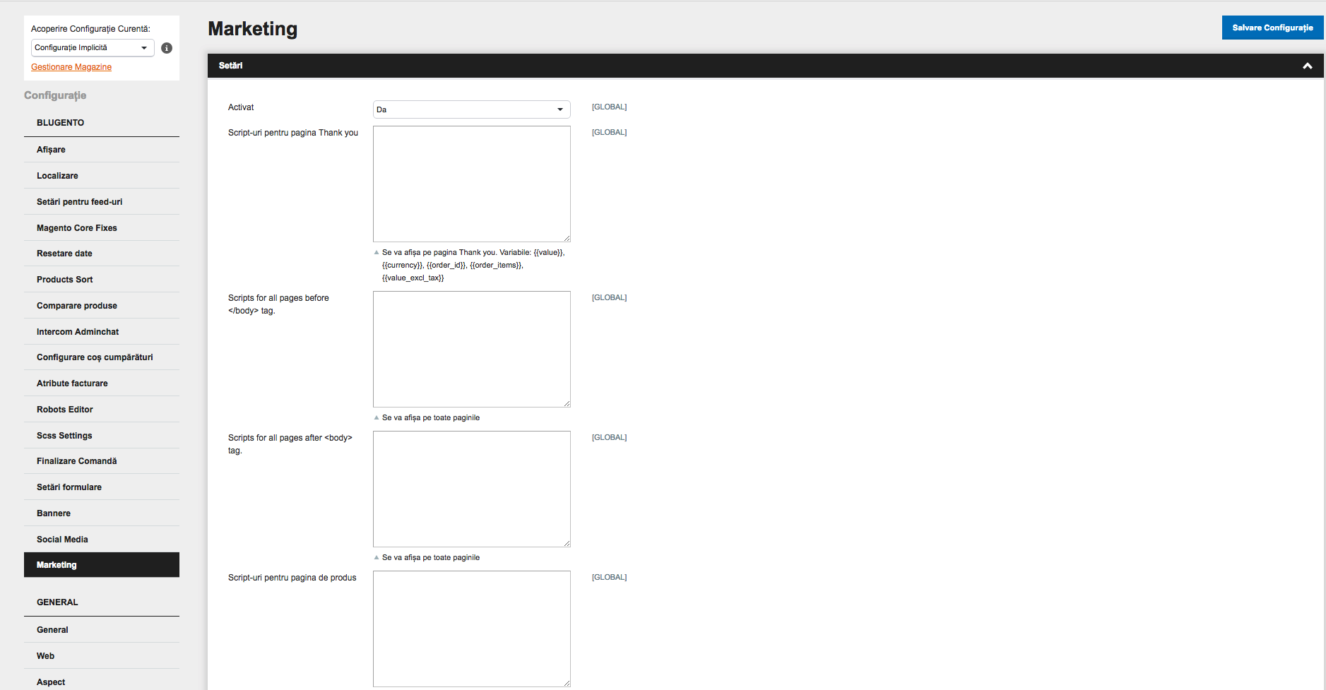 Configurarea tool-urilor de marketing: Google Analytics, Enhanced eCommerce, Google Tag Manager, Facebook Pixel cu Events si alte scripturi diverse. – captură de ecran 7