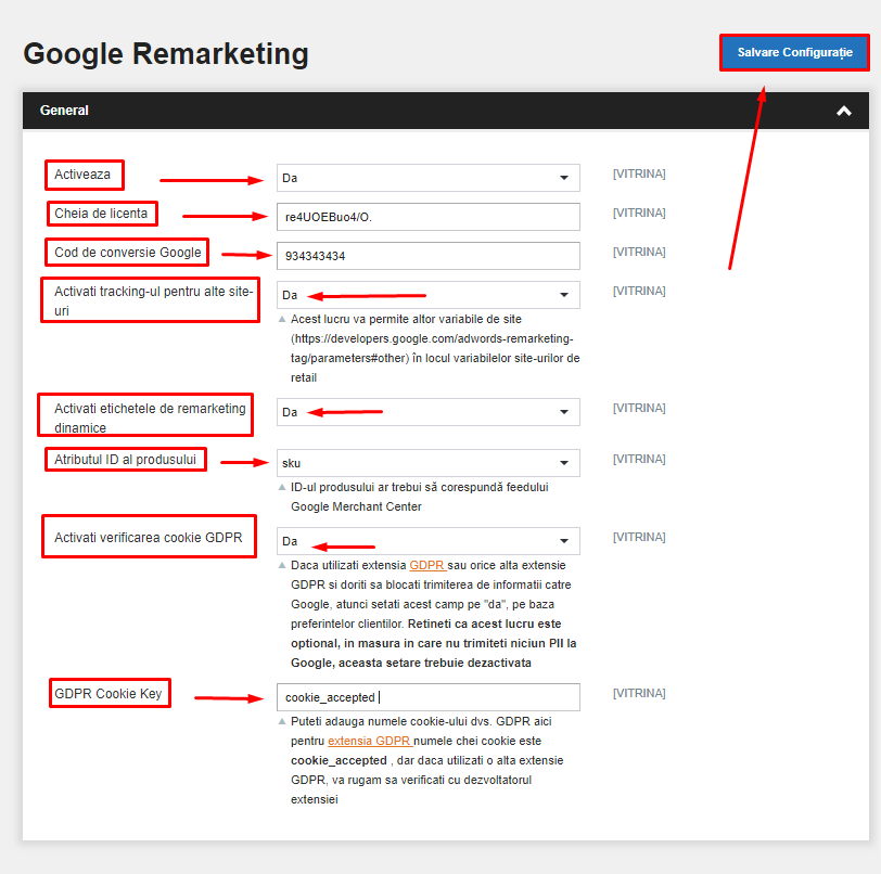 Configurare Google si Facebook Remarketing – captură de ecran 2