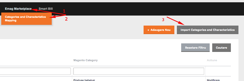 Importarea produselor in eMAG – captură de ecran 1