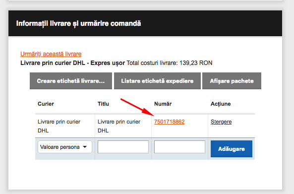 Generare AWB DHL – captură de ecran 10