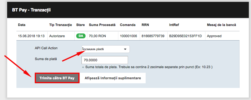 Procesarea comenzilor prin BT Pay – captură de ecran 4