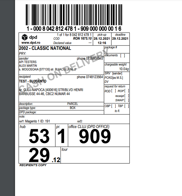 Expedierea comenzilor din magazin către DPD – captură de ecran 5