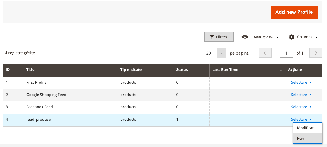 Exportarea feed-urilor de date ale produselor – captură de ecran 16