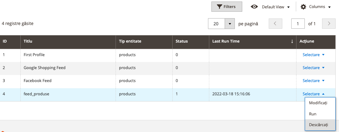 Exportarea feed-urilor de date ale produselor – captură de ecran 17