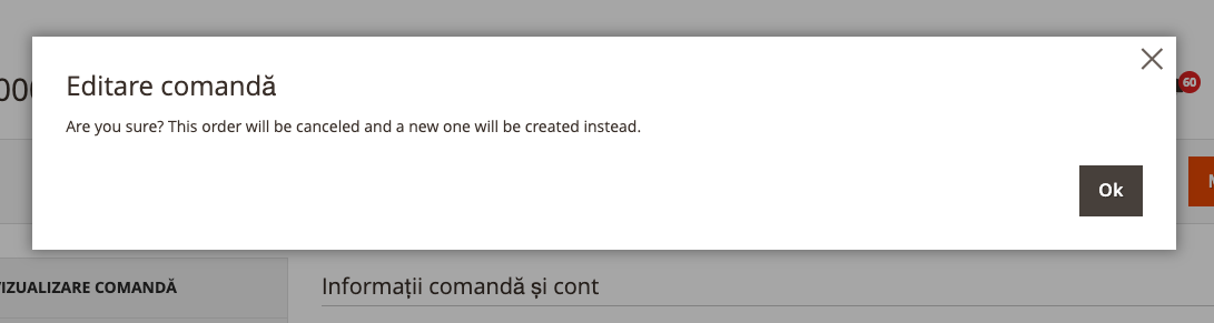 Modificarea comenzii – captură de ecran 4