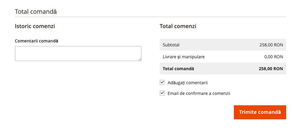 Modificarea comenzii – captură de ecran 9