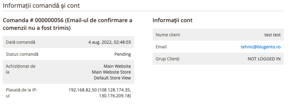 Gestionarea comenzilor – captură de ecran 3