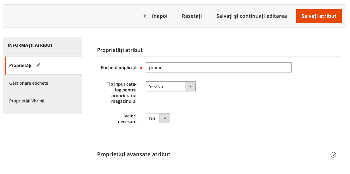 Gestionarea etichetelor de produse – captură de ecran 2