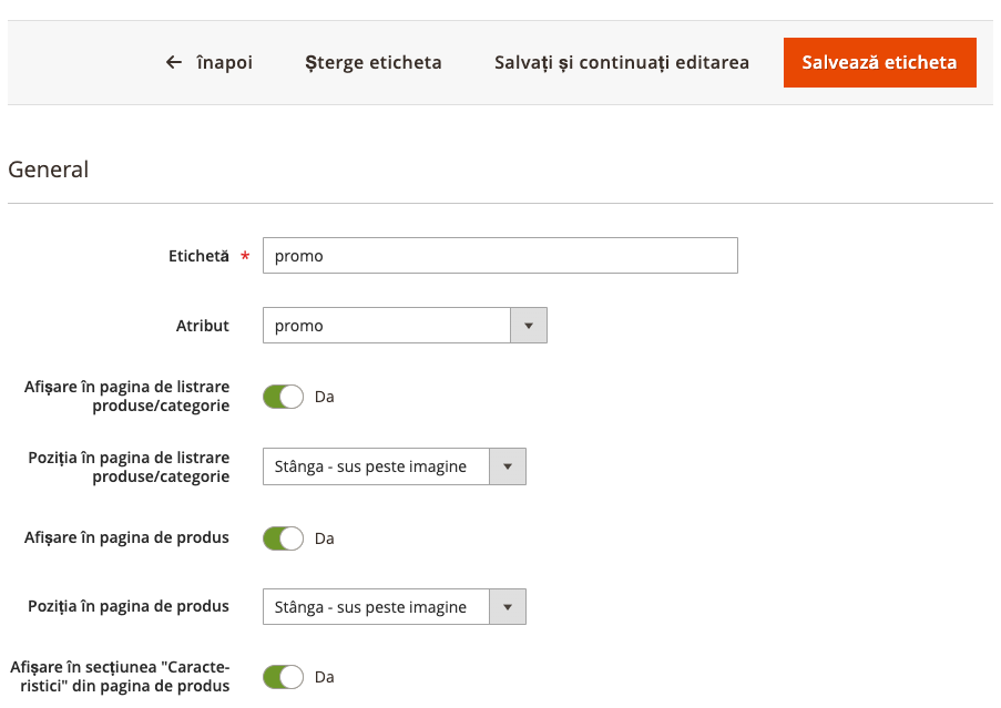 Gestionarea etichetelor de produse – captură de ecran 7