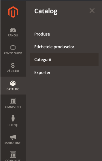 Administrarea categoriilor de produse – captură de ecran 1