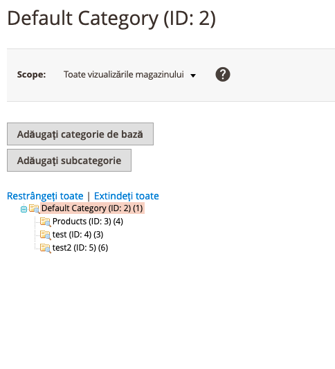 Administrarea categoriilor de produse – captură de ecran 2