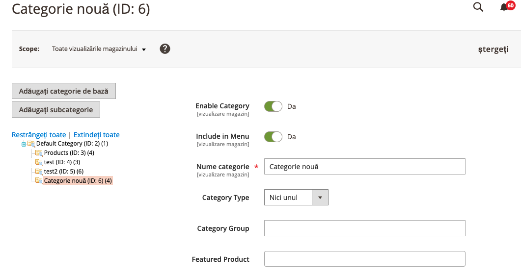 Administrarea categoriilor de produse – captură de ecran 9