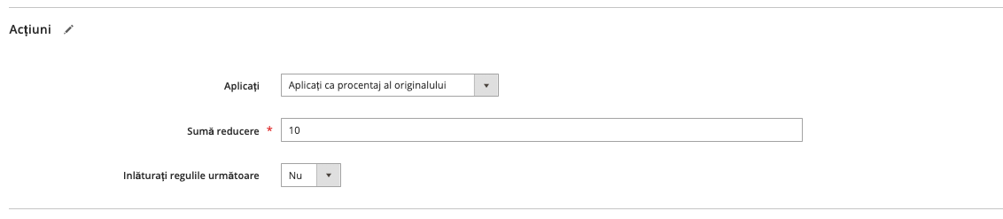 Crearea regulilor pe catalogul de produse – captură de ecran 8